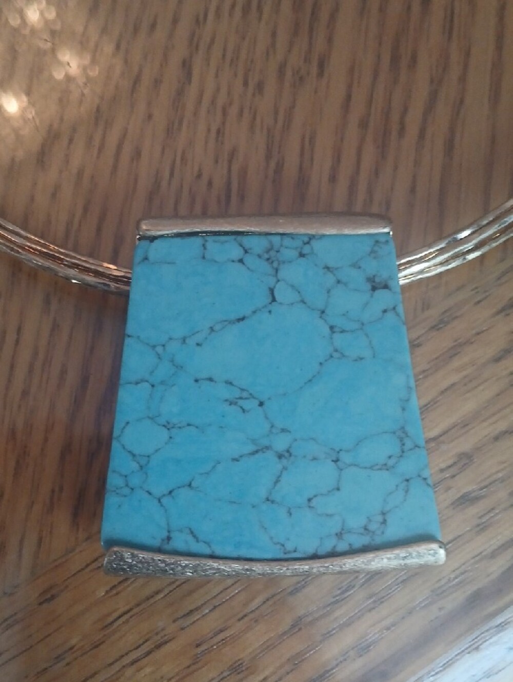 NWTs Robert Lee Morris Gold-Tone Collar Necklace with Turquoise Pendant Soho - Picture 4 of 12